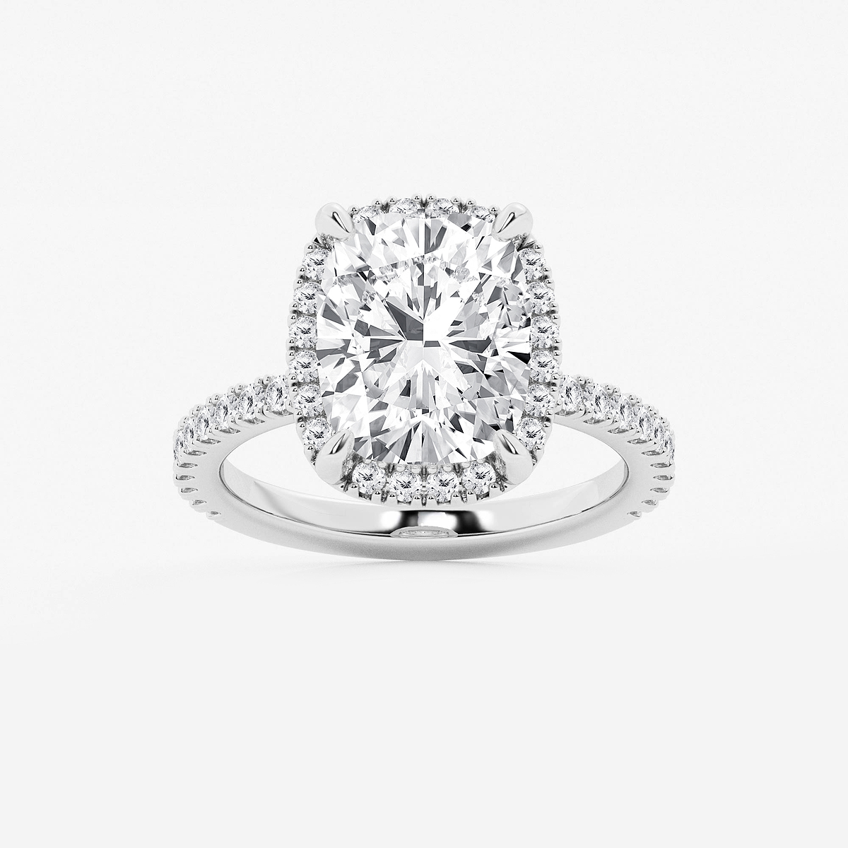 5 1/2 ctw Elongated Cushion Lab Grown Diamond Halo Engagement Ring